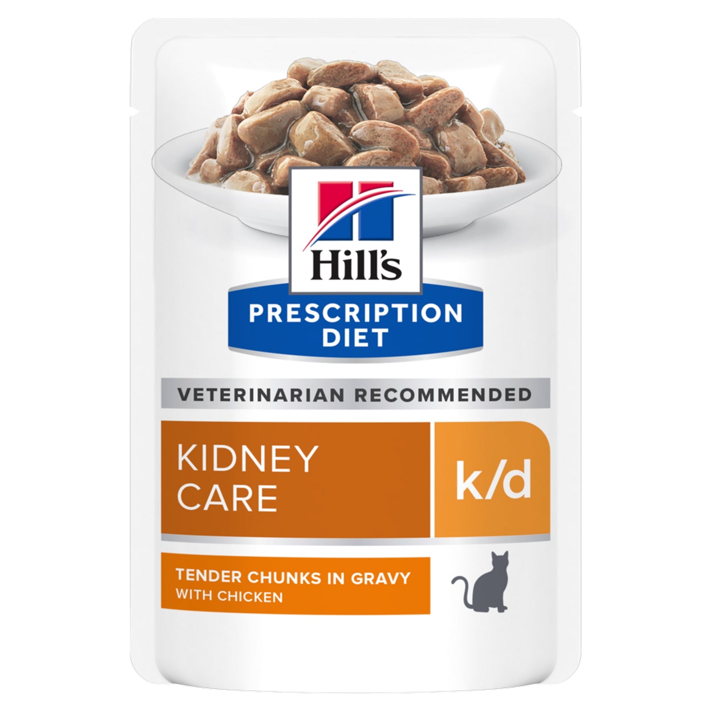 פאוצ' מזון k/d | Hill's Prescription Diet לחתול בוגר (עם עוף), 85 גר' (12 יח') – Hill's