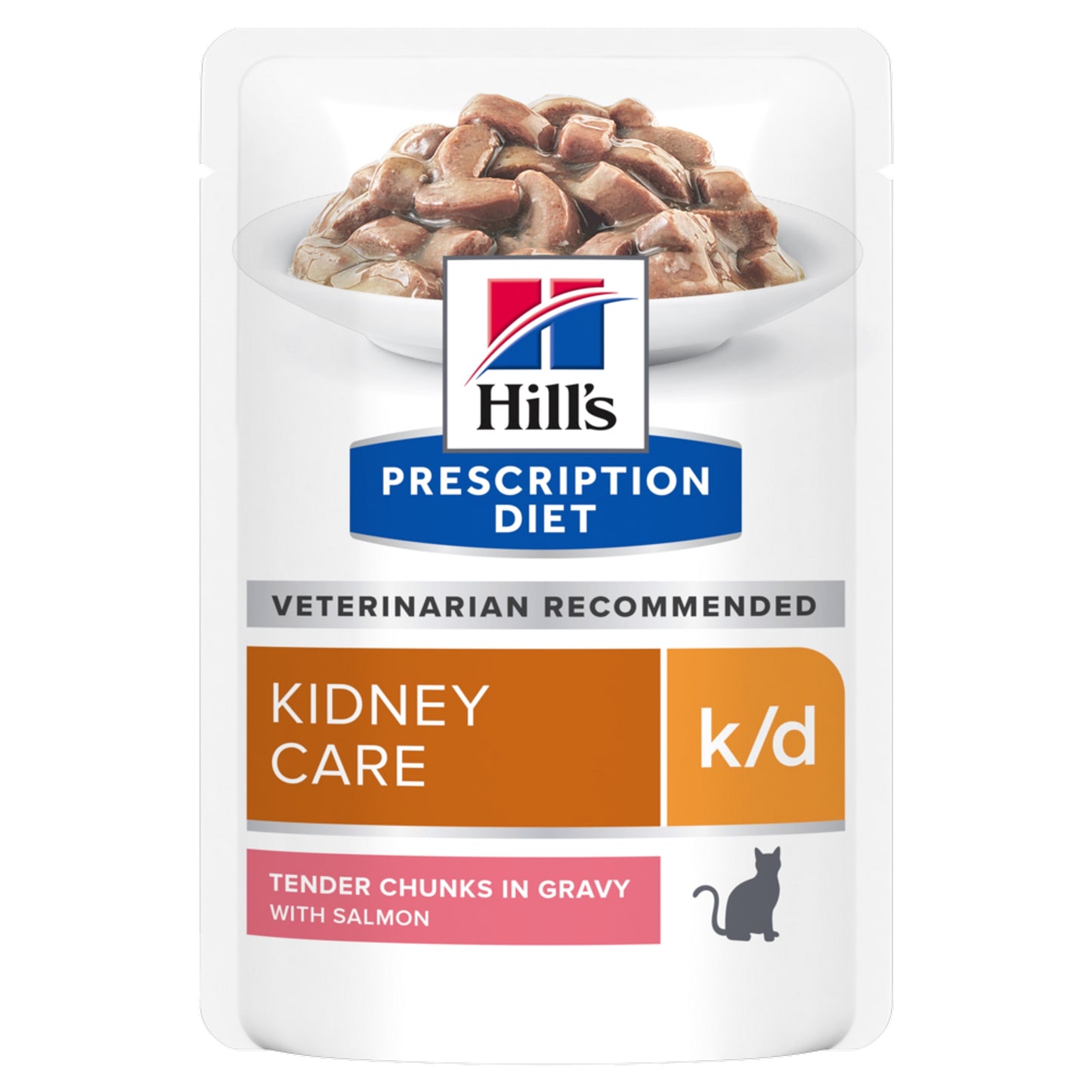 פאוצ' מזון k/d | Hill's Prescription Diet לחתול בוגר (עם סלמון), 85 גר' (12 יח') – Hill's