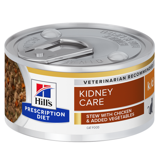 שימורי נזיד k/d | Hill's Prescription Diet קידני קייר לחתול, 82 גר' (עוף וירקות) – Hill's