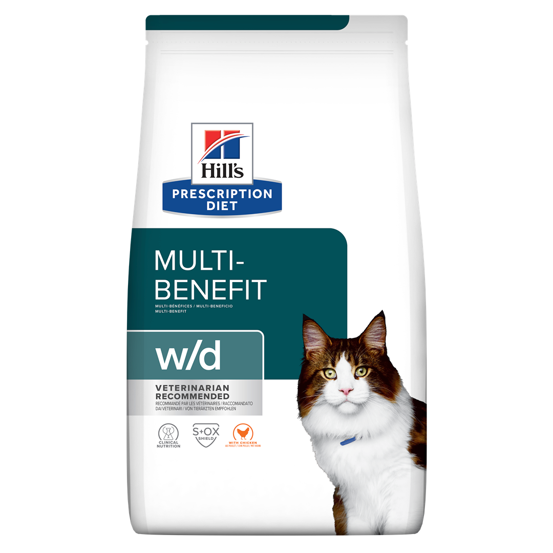 w/d | Hill's Prescription Diet מולטי בנפיט לחתול, 3 ק"ג (עם עוף) – Hill's