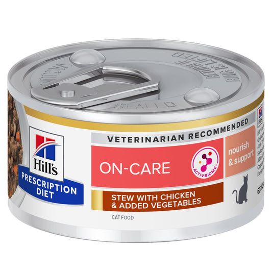 On-Care| Hill's Prescription Diet תמיכה בסרטן לחתול, נזיד 82 גרם (עם עוף וירקות) – Hill's